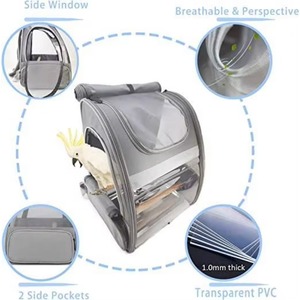 Free Sample Bird Carrier Backpack - Pet <b>Parrot</b> <b>Travel</b> <b>Cage</b> with Stainless Steel Tray and Standing Perch, Breathable Portable, - Product Image 6