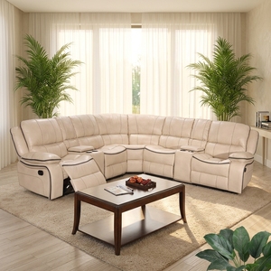 Modern Living Room Manual Retractable Tufted Corner Recliner <b>Sofa</b> Set with <b>Sponge</b> Filling - Product Image 2
