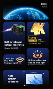 <span class=keywords><strong>A6</strong></span> LCD 1080P Soporte 4K WiFi y Bluetooth Android 13 Proyector de cine en casa inteligente de enfoque automático de alto brillo con 950D4 - Product Image 3