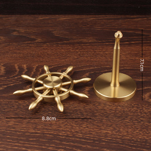 Brass <b>Ship</b> <b>Wheel</b> Ornament Round Desk Decor Traditional Design Home Office Supply - Product Image 4