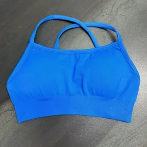 Soutien-gorge de sport sans dos personnalisé avec logo pour femme, bretelles croisées, soutien-gorge de yoga sans couture, OEM/ODM, haut court rembourré pour la gym, extensible, fitness - Product Image 5