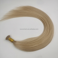 Extensions de cheveux brésiliennes I-Tip de 24 pouces couleur claire, les plus vendues - Cheveux humains Remy pré-collés, lisses et ondulés, teints