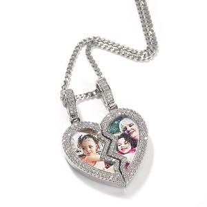 DAIHE personnalisé <span class=keywords><strong>photo</strong></span> pendentif collier bijoux coeur <span class=keywords><strong>brisé</strong></span> Couples <span class=keywords><strong>Photo</strong></span> glacé pendentif <span class=keywords><strong>amour</strong></span> Couples pendentif collier - Product Image 4