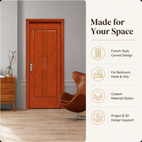 Porte intérieure en bois massif, imperméable, ignifuge, insonorisée, avec panneau sculpté floral, style français, pour chambre, maison et villa