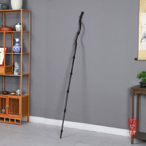 Lacquered Bamboo Walking Stick Scholar Cane Hiking Anti Slip Self Defense Dongpo Collectible Bamboo Root Pole - Product Image 4