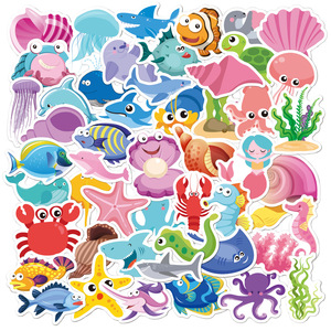 Autocollants <span class=keywords><strong>de</strong></span> dessin animé pour enfants et filles mignonnes <span class=keywords><strong>petite</strong></span> <span class=keywords><strong>sirène</strong></span> océan bébé petit arc-en-ciel mignon chiot dinosaure papillon autocollant adhésif - Product Image 5