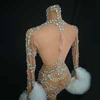 Robe mini tutu transparente en maille ornée de strass et de cristaux, sexy, de haute qualité, pour femmes, style Drag Queen, pour concours et uniformes de danse de groupe, direct usine