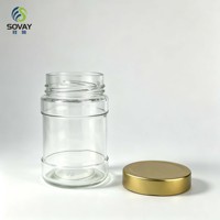 Pot alimentaire cylindrique en verre à double anse filetée, récipient transparent polyvalent pour la maison et la vente en gros commerciale
