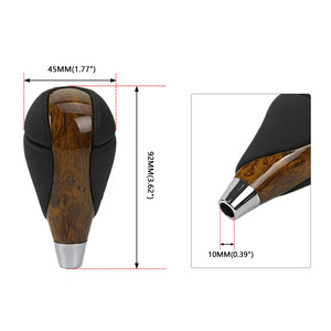 Car <b>Gear</b> <b>Knob</b> Leather Wood Grain 45mm x 92mm Ergonomic For Toyota Lexus ES300 GS300 IS250 LS460 - Product Image 1