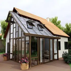 Casas prefabricadas, de corte térmico, aislamiento terraza casa verde con marcos de aluminio y paneles de vidrio