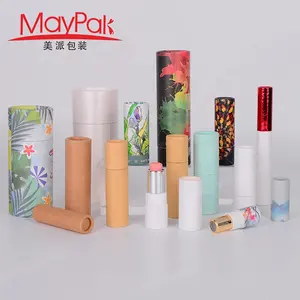 Eco Friendly Cosmetic Containers Cardboard Paper Tube Packaging Kraft Lipstick Deodorant Sunscreen Push Up Container