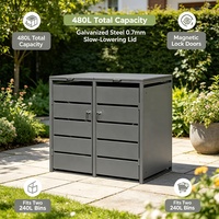 Poubelles de rangement rectangulaires en métal MAX pour extérieur - Écologiques, grande taille, modernes, luxueuses, pour le recyclage, noires, 0,7 mm