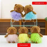 Porte-clés poupée Capybara en peluche rembourrée, 10 cm (4 pouces), en coton, mignonne, motif frites et pain, pendentif de sac à dos, pour machine à griffes