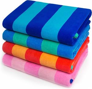 Serviette de plage surdimensionnée rayée en coton doux 100% de haute qualité, impression personnalisée en gros avec logo - Product Image 1