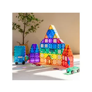 MNTL 인기있는 스타 마그네틱 타일 어린이 줄기 교육 몬테소리 장난감 어린이를위한 자기 건설 빌딩 블록