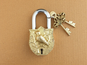 Candado de Latón con Forma de Pájaro Vintage, Candado Decorativo de Metal Antiguo con Diseño Ornamentado de Pájaro, Llaves de Esqueleto, Decoración Rústica para el Hogar - Product Image 4