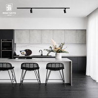 Meubles de cuisine intégrés de style moderne, îlot personnalisé, unités murales pliables, installation facile, prêts pour la rénovation, en acier inoxydable