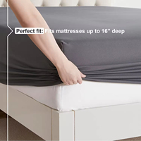Parure de draps King Size en lin 100% coton égyptien, 600 fils, 4 pièces, gris graphite, doux et rafraîchissant, drap-housse de 16 pouces de profondeur