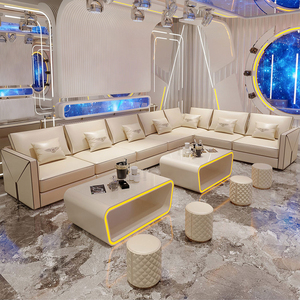 ריהוט לדלפק בר KTV, ספת דוכן חדשה בהתאמה אישית, הגעה למועדון לילה, בר בצורת U/L, עור עתיק, עץ מודרני, סט בר - Product Image 4