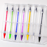 1 pièce Stylo à double embout pour la pose de strass et de cristaux, avec manche en cristal, outil de manucure et DIY pour ongles