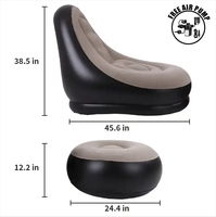 Canapé gonflable confortable en PVC pour salon, grand fauteuil gonflable avec repose-pieds, vente en gros