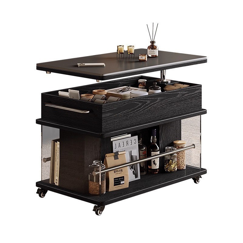 [Black Slate] Movable Trolley Side Table
