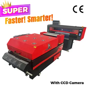 Hanrun set mesin printer dtf otomatis, pemasangan kertas gratis 2/4 epson i3200 60cm dengan kamera CCD