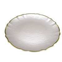 Assiette de présentation en verre Ohere avec bordure en dentelle, bordure dorée, bordure argentée, transparente, écologique, 13 pouces, mariage, fête, hôtel