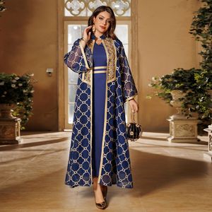Ab416 <span class=keywords><strong>Djellaba</strong></span> Vêtements pour femmes Dubaï Cardigan brodé musulman Gilet Costume Jupe - Product Image 4