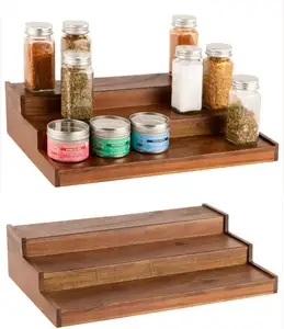 New Design Kitchen 3-Tier Waterproof And Non Skid Shelf Cabinet Wooden Spice Rack Organizer