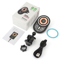 Support de chargeur sans fil USB-C 15W en verre et aluminium pour grille d'aération de voiture, support magnétique automatique pour téléphone