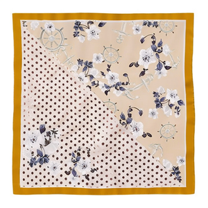 Foulard Quadrato a Pois 70x70Cm con Stampa Floreale, Accessorio di Moda - Product Image 1