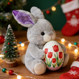 Peluche Lapin Gris Personnalisée en Gros, Poupée Lapin Rembourrée pour Cadeaux de Pâques - Product Image 3