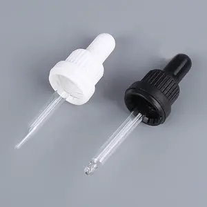 탬퍼 분명 플라스틱 dropper 모자 18 mm 매트 블랙 dropper 유리 피펫 에센셜 오일 병