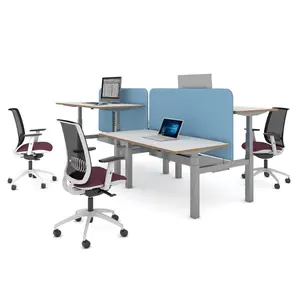Özelleştirilmiş şekil elektrikli ahşap oturmak ve standı dizüstü ofis hareketli masa yüksekliği ayarlanabilir masa