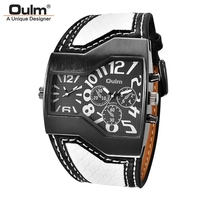 Oulm – montres de luxe pour hommes, Quartz Unique, multi-fuseau horaire, bracelet en cuir pour hommes, 1220