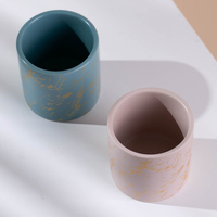Vente en gros de bocaux à bougie vides en céramique effet marbre de luxe personnalisés pour la fabrication de bougies en bluk