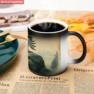 Frosted Black 11oz <b>Ceramic</b> <b>Mug</b> Heat Activated Color Changing Cup Sublimation Blank For Custom Printing - Product Image 5