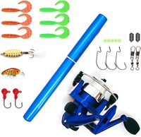 Ensemble canne à pêche spinning en fibre de verre pour eau douce 1,8m 2,1m avec moulinet et kit de 23 leurres
