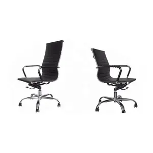Sedia girevole con sollevamento ergonomico all'ingrosso, sedia da ufficio in pelle con schienale alto e basso con struttura in metallo cromato, sedia direzionale