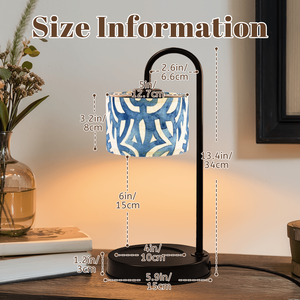 Electric <b>Candle</b> Warmer Blue White Linen Shade Metal Base Adjustable Brightness Tabletop Scented <b>Wax</b> <b>Candles</b> Home Decor - Product Image 5