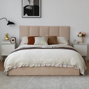 <span class=keywords><strong>Letto</strong></span> Imbottito di Alta Qualità Simil-Pelle con Meccanismo Idraulico Beige con Sollevamento a Gas e Contenitore con <span class=keywords><strong>Testiera</strong></span> - Product Image 2