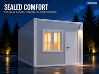 Maison conteneur pliable de type X, zéro déchet sur site, bâtiment préfabriqué temporaire pour l'hébergement en camping