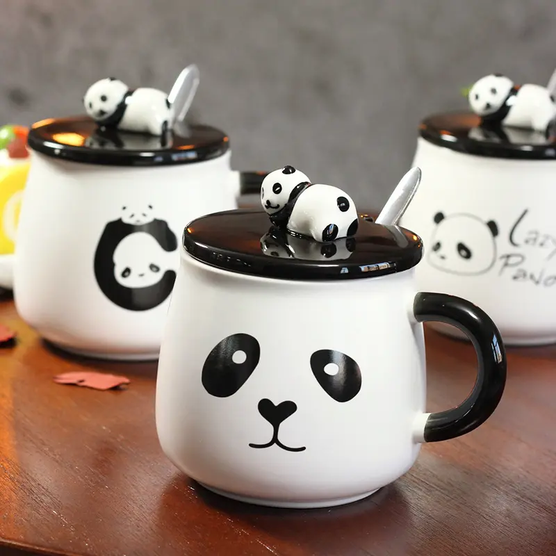 Seaygift China Factory Hot Selling Creative Cartoon Leuke Grappige Dier 3d Kids Water Kopjes En Mokken Panda Voor Reizen