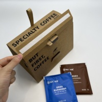 Boîte d'emballage de café haut de gamme en papier kraft avec poignée, pelliculage mat, logo noir imprimé, boîte en carton blanc pour emballage