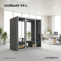 Cabina de Reuniones Insonorizada de Aluminio Resistente para 4 Personas, Uso en Oficina, Sala Silenciosa Modular, Cabina Acústica para Colaboración