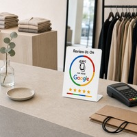 Plaque d'affichage en acrylique NFC personnalisée avec logo pour avis en ligne, idéale pour cafés, restaurants et réseaux sociaux