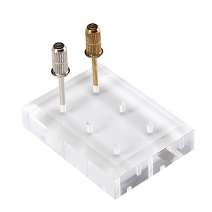6 Holes <b>Square</b> Transparent Acrylic Nail <b>Drill</b> <b>Bit</b> Display Board Portable Manicure Tool Holder - Product Image 5