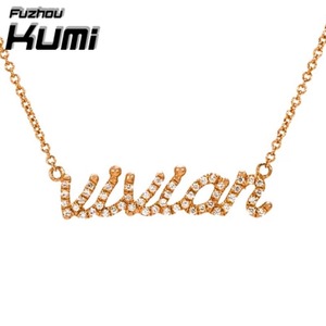 Oro Collana <span class=keywords><strong>Nome</strong></span> Personalizzato <span class=keywords><strong>Con</strong></span> Tempestato di Diamanti Lettere Gioielli In <span class=keywords><strong>Argento</strong></span> Personalizzato - Product Image 3