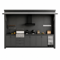 Cuisine extérieure moderne en acier inoxydable avec îlot barbecue, brûleur, évier, rangement, résistante aux intempéries, pour jardin et patio